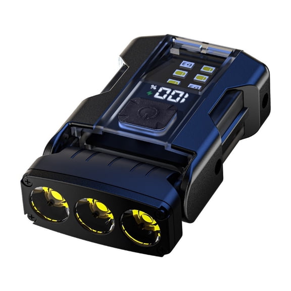 Rodiuiu Clip-on Hat Light Digital Display Waterproof Modes Adjustable USB Rechargeable Mini Emergency Flashlight Magnetic Portable Outdoor Cap Clip Headlight