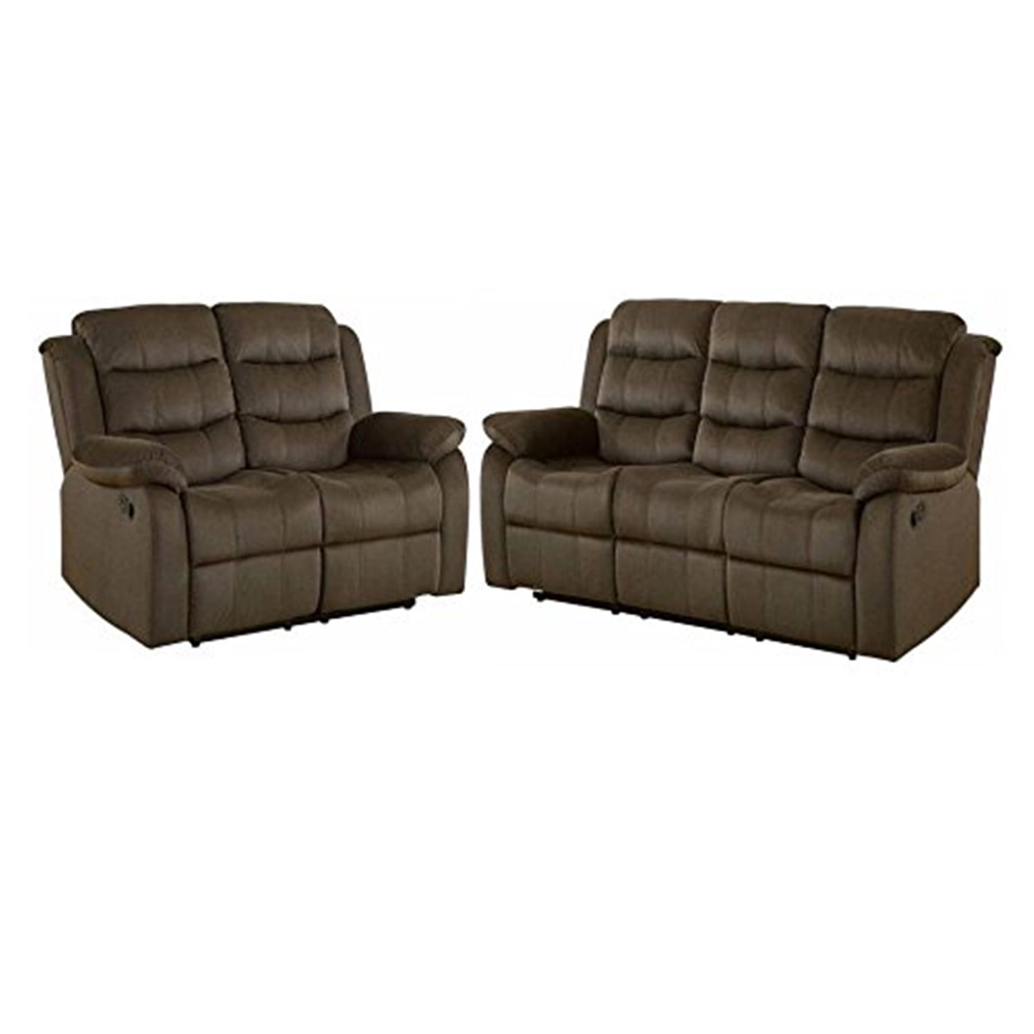 Coaster Company 2 Piece Chaise Polyester Back Support Reclining Living Room Set Brown