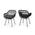 thumbnail image 1 of Rodney Indoor Woven Faux Rattan Chairs with Cushions (Set of 2), Gray and Dark Gray Finish, 1 of 9