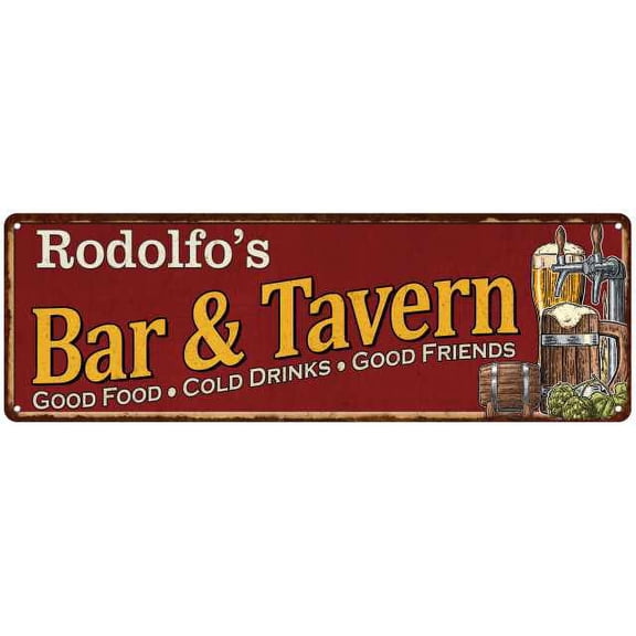 Rodolfo's Bar and Tavern Red Chic Sign Man Cave Decor Gift 6x18 206180002434
