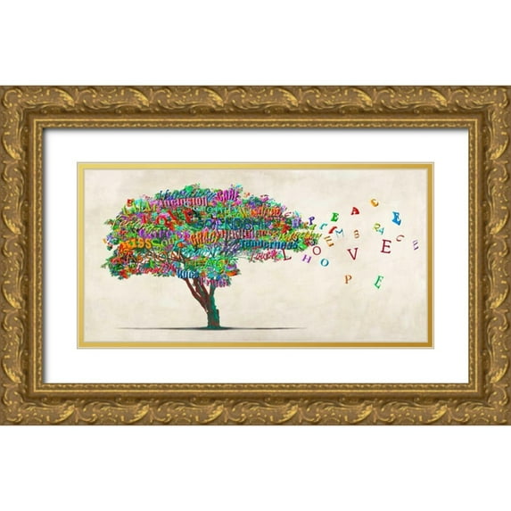 Rodrigues, Malìa 18x11 Gold Ornate Wood Framed with Double Matting Museum Art Print Titled - Tree of Humanity