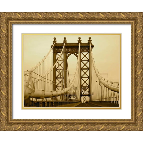 Rodriguez, Jairo 32x25 Gold Ornate Wood Framed with Double Matting Museum Art Print Titled - New York Bridge I