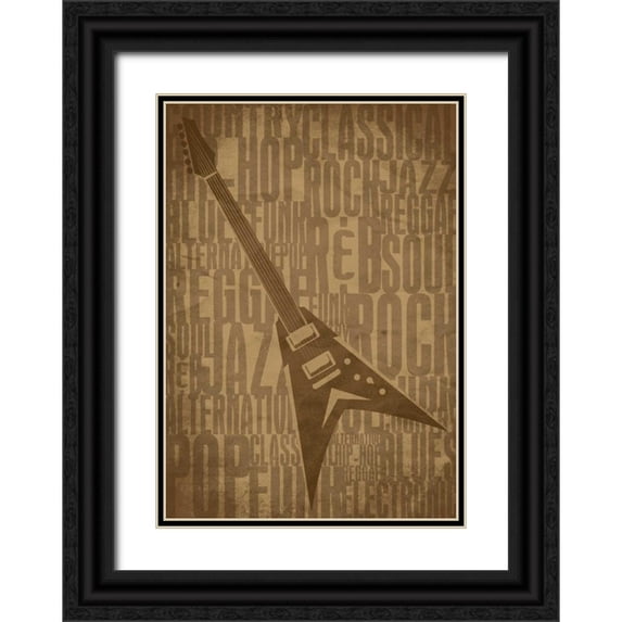 Rodriquez Jr, Enrique 11x14 Black Ornate Wood Framed with Double Matting Museum Art Print Titled - Guitars Type D