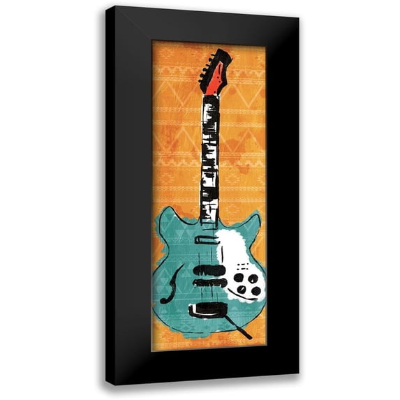 Rodriquez Jr, Enrique 11x24 Black Modern Framed Museum Art Print Titled - Aztec Guitar