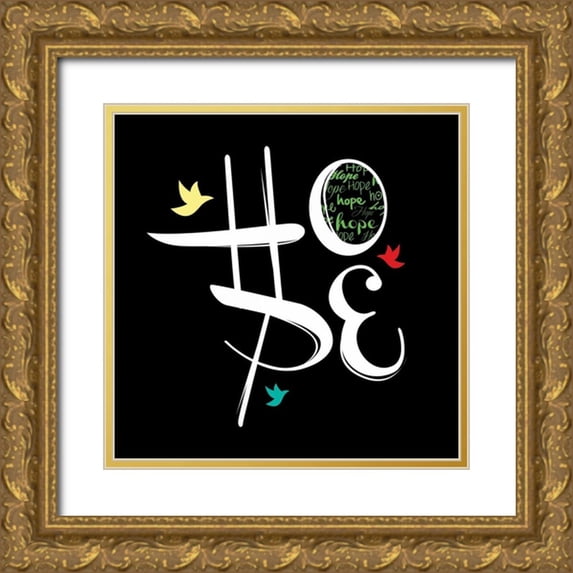 Rodriquez Jr, Enrique 12x12 Gold Ornate Wood Framed with Double Matting Museum Art Print Titled - Hope A