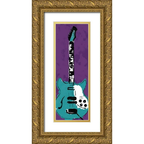 Rodriquez Jr, Enrique 13x32 Gold Ornate Wood Framed with Double Matting Museum Art Print Titled - Electric Guitar B2