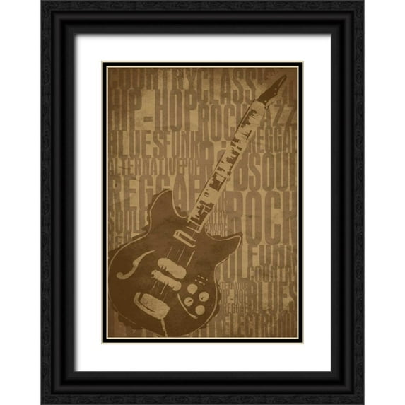 Rodriquez Jr, Enrique 18x24 Black Ornate Wood Framed with Double Matting Museum Art Print Titled - Guitars Type