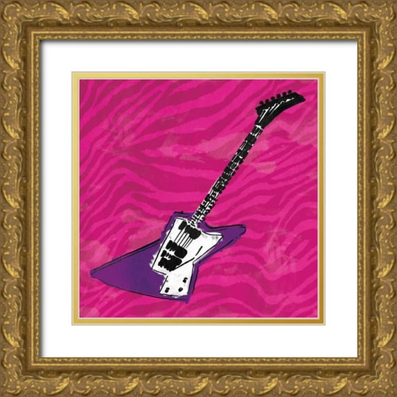 Rodriquez Jr, Enrique 20x20 Gold Ornate Wood Framed with Double Matting Museum Art Print Titled - Girls Rock Guitar Mate