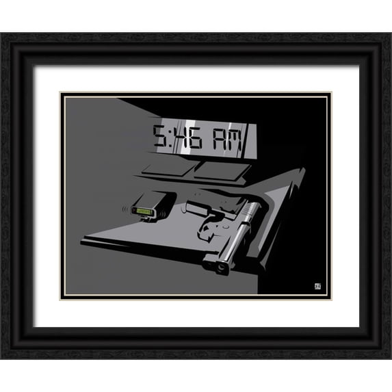 Rodriquez Jr, Enrique 24x19 Black Ornate Wood Framed with Double Matting Museum Art Print Titled - Warning