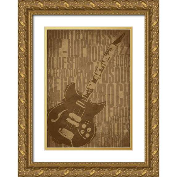 Rodriquez Jr, Enrique 24x32 Gold Ornate Wood Framed with Double Matting Museum Art Print Titled - Guitars Type