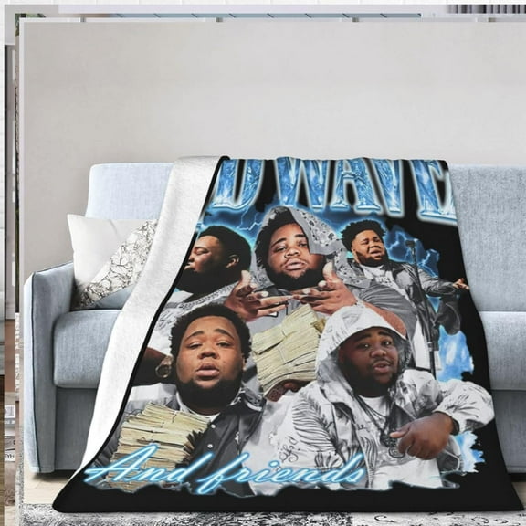 Rods Blanket Rapper Flannel Fleece Waves Blanket Ultra Soft Lightweight Throw Blanket for Bed Couch Living Room Black 50"x40"