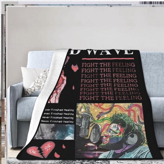 Rods Blanket Rapper Flannel Fleece Waves Blanket Ultra Soft Lightweight Throw Blanket for Bed Couch Living Room Black 50"x40"