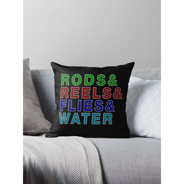 Rods & Reels & Flies & Water A Fly Fishing Design Throw Pillow Covers