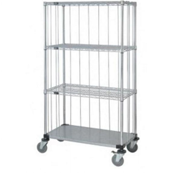Rods & Tabs Enclosure Cart with 3 Chrome Wire Shelves - 74 in.