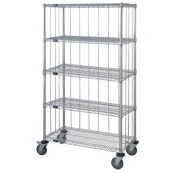 Rods & Tabs Enclosure Cart with 4 Chrome Wire Shelves - 63 in.