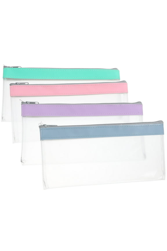 4-Pack Frosted Transparent Reusable Budget Envelope Wallets for Cash and Document Storage