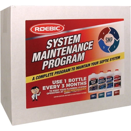 4-pack Roebic Septic Tank Treatment Kit - Liquid Cleaner - 4 Pack, 32 Oz Bottles — Household & Commercial Use, Effective Formula