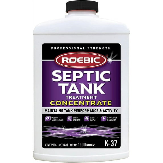 Roebic K-37-Q-C1500-4 Septic Tank Treatment, 32 oz, 16 Ounce Concentrate Safe for All Plumbing Systems, Color