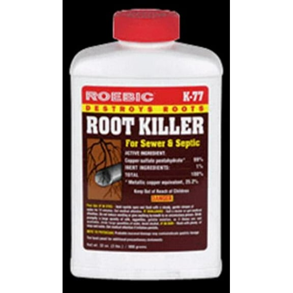 Roebic K-77 Non-Flammable Root Killer, 32 oz Bottle, Blue Crystal/Powder