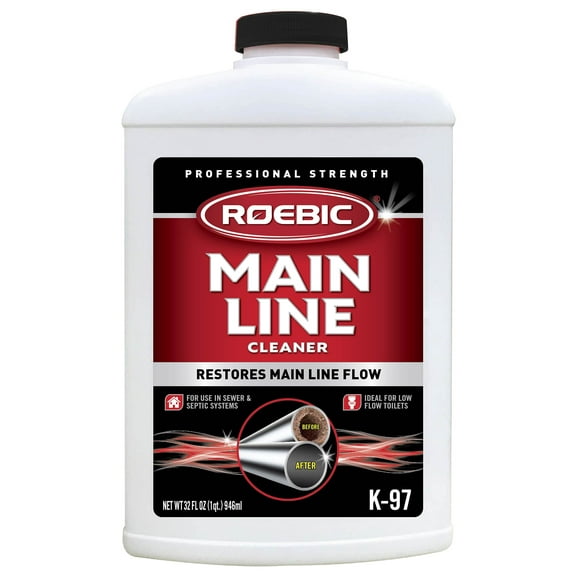 Roebic K-97 Main Line Cleaner, Exclusive Bacteria Digests Paper, Fats, and Grease in Sewer and Septic Systems, 32 Ounces