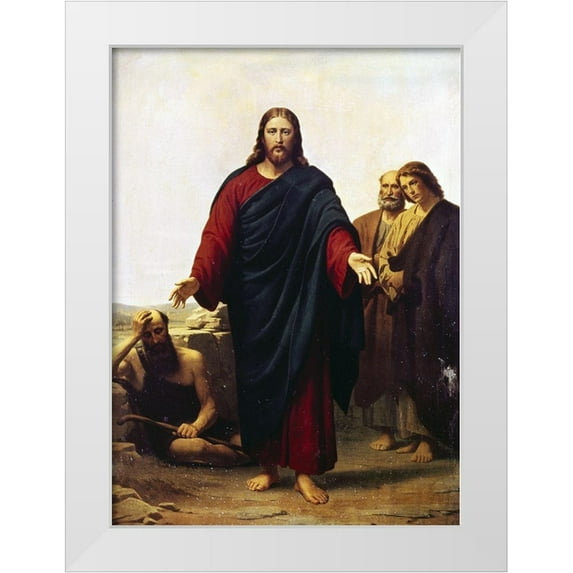 Roed, Jorgen Pedersen 24x32 White Modern Wood Framed Museum Art Print Titled - Christ with his Disciples