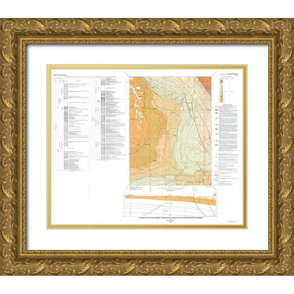 Roehler 31x26 Gold Ornate Wood Framed with Double Matting Museum Art Print Titled - Chicken Creek West Quad Wyoming - Roehler 1967