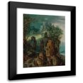 thumbnail image 1 of Roelant Savery 12x14 Black Modern Framed Museum Art Print Titled - A Mountainous River Landscape with Figures and Goats, a Village Beyond, 1 of 1