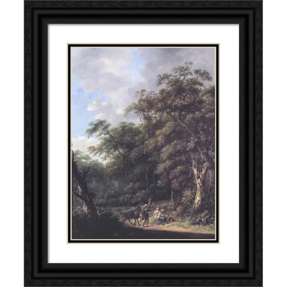 Roelof Jansz. van Vries 15x18 Black Ornate Wood Framed Double Matted Museum Art Print Titled - Forest Landscape with Erminia with the Shepherds