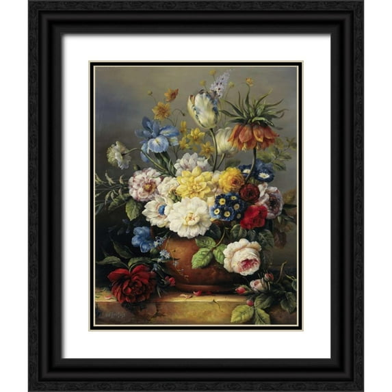 Roelofs, Wouter 12x14 Black Ornate Wood Framed with Double Matting Museum Art Print Titled - Flower arrangement