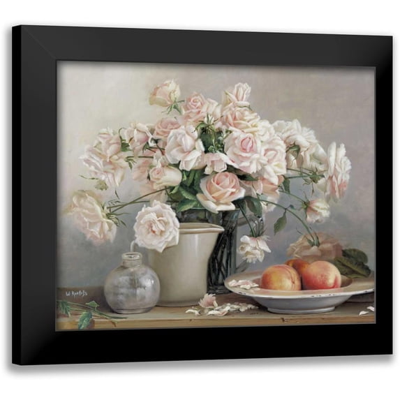 Roelofs, Wouter 23x20 Black Modern Framed Museum Art Print Titled - Roses in vase