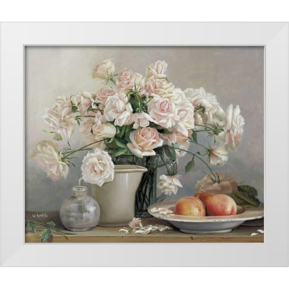 Roelofs, Wouter 23x20 White Modern Wood Framed Museum Art Print Titled - Roses in vase