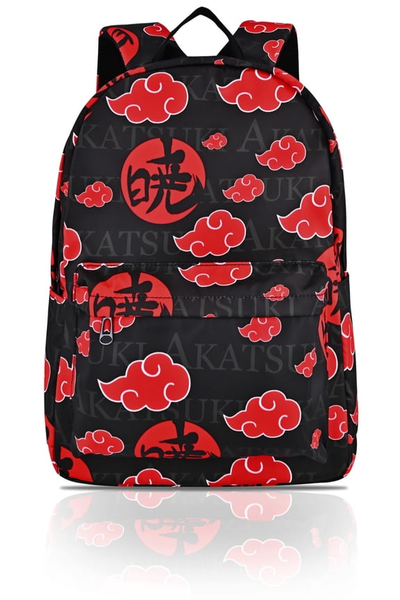 Anime Backpack All Over Print Bookbag Akatsuki Red Cloud Laptop Backpack