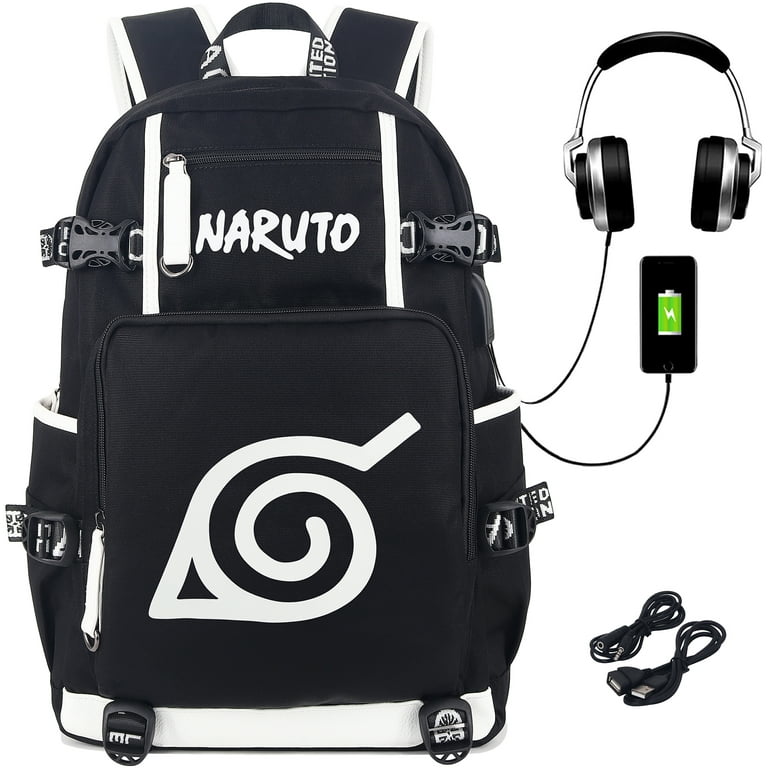 Roffatide Anime School Bag for Naruto Print Backpack with USB Charging Port