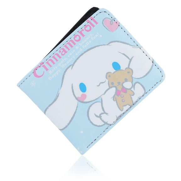 Roffatide Anime Cinnamoroll Slim Bi-Fold Wallet for Girls & Teenagers - Multi-Purpose Short Wallet with Coin Pocket, Card Cash Holder - Blue, 1-Piece