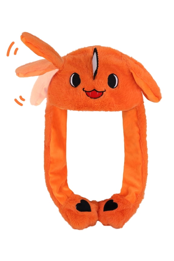 Anime Chainsaw Pochita Man Ear Moving Jumping Hat Fluffy Beanie Cap Soft Warm Winter Head Wear Cute Hats for Women