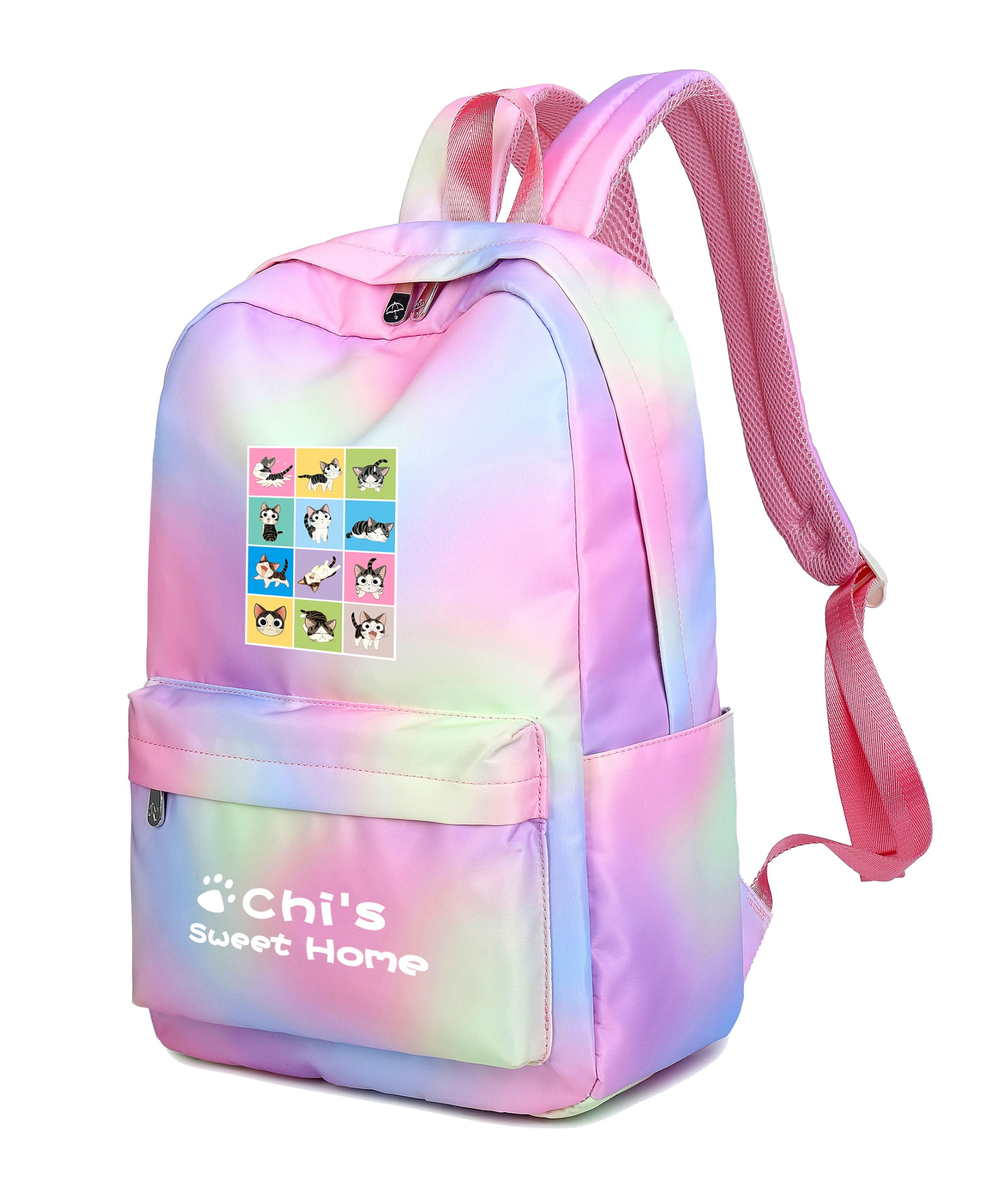 Roffatide Anime Chi s Sweet Home Backpack for Teen Cute Cat School Bookbag 15.6 Laptop Backpacks Rainbow Pink Girls Backpack G Walmart