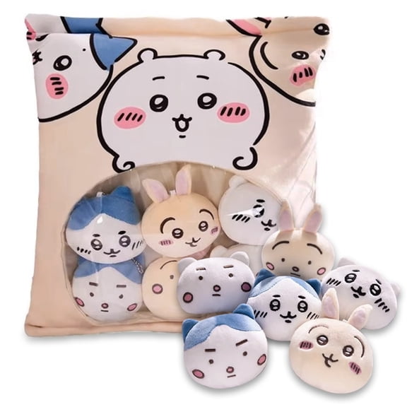 Roffatide Anime Chiikawa Hachiware Usagi Cute Snack Pillow Full of Plushies Pudding Stuffed Animal Stuffed Pillow Soft Throw Pillow Creative Gifts Room Decor (6pcs Plush Snack)