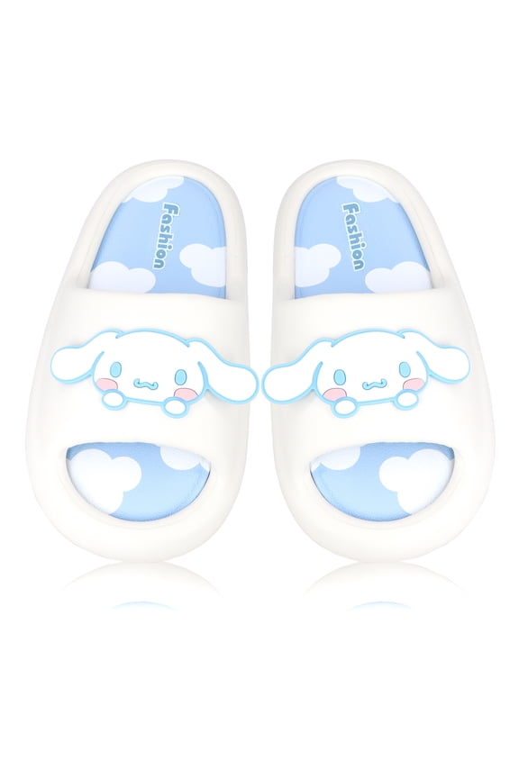 Anime Cinnamoroll Slides for Women Non-Slip Bathroom Shower Sandals Cow Print Rubber Slippers House Slides White 6-7