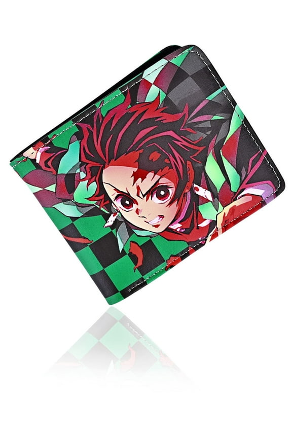 Anime Demon Slayer Kamado Tanjirou Wallets Artificial Leather Slim Bi-Fold Wallet Multi Purpose Wallet