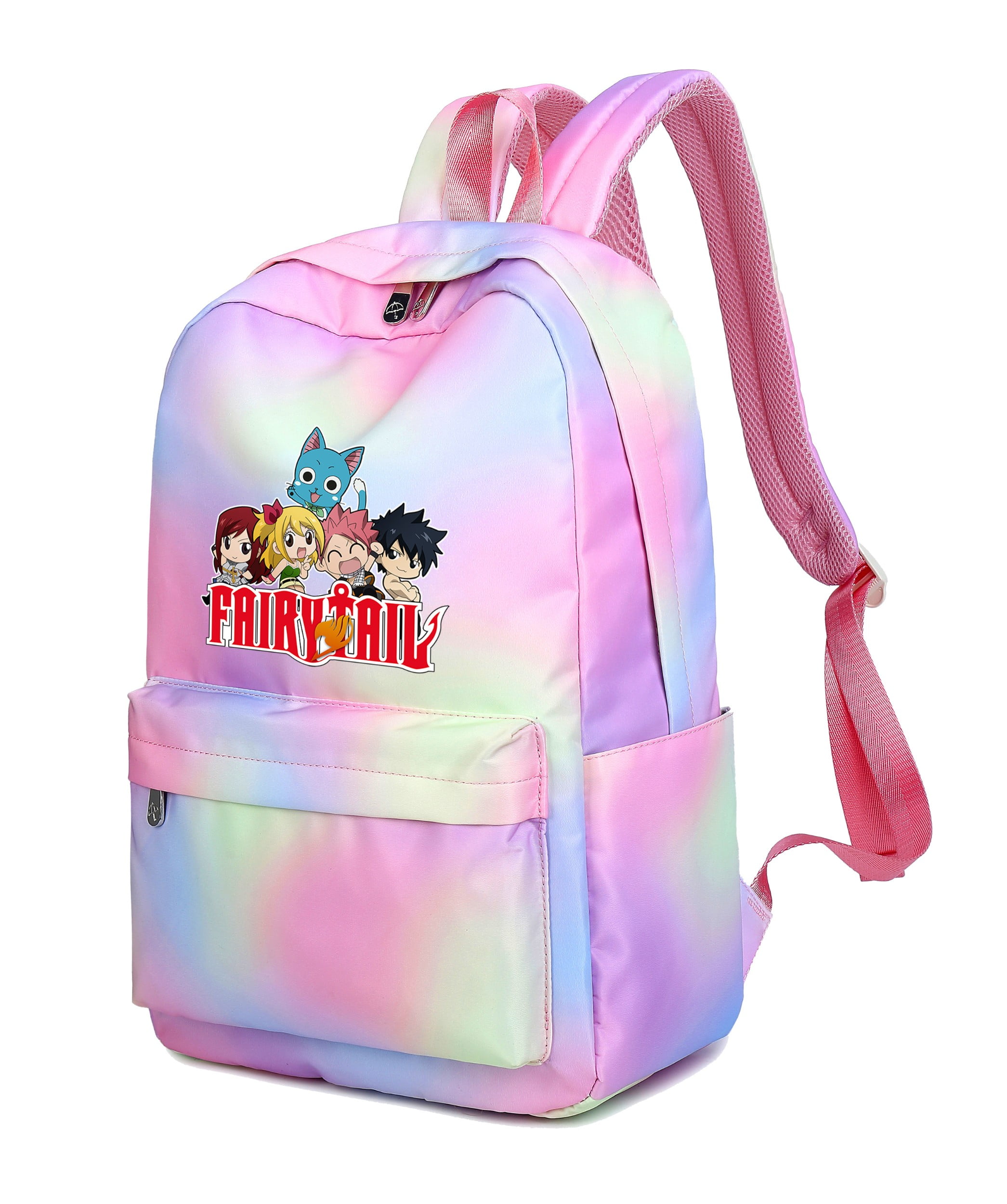 Roffatide Anime Fairy Tail Backpack for Girls Teen Happy School Bookbag 15.6 Laptop Backpacks Rainbow Pink Backpack B Walmart