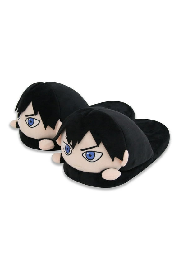 Anime Haikyuu!! Fuzzy Slippers Tobio Kageyama House Slippers Closed Toe Open Back Foam Slippers with Rubber Sole for Women Man One Size