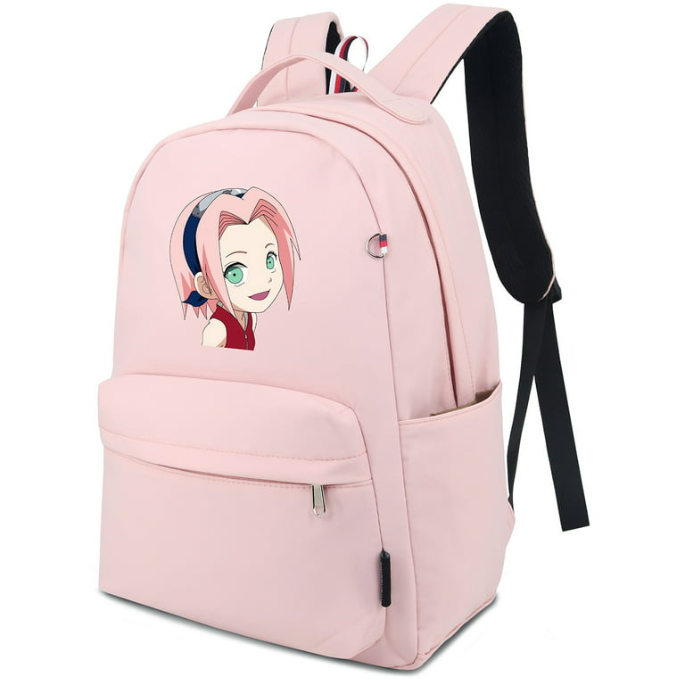 Roffatide Anime Haruno Sakura Backpack for Boys Girls Printed Schoolbag  Lightweight Bookbag Nylon Daypack Pink