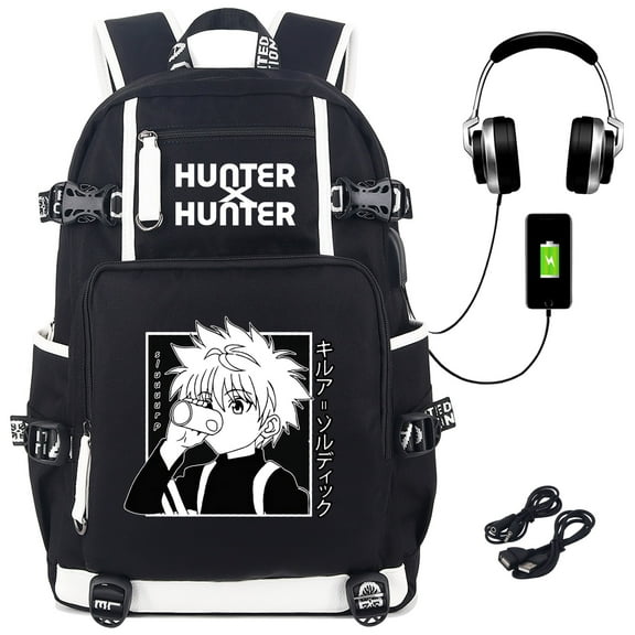 Roffatide Anime Hunter x Hunter Killua Zoldyck Laptop Backpack with USB Charging & Headphone Ports