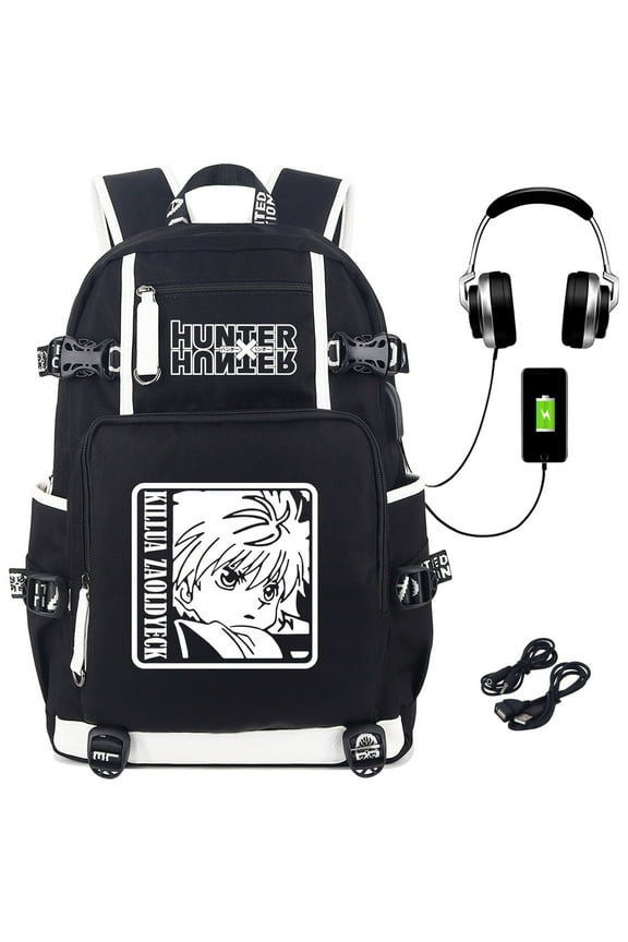 Anime Hunter x Hunter Killua Zoldyck Backpack with USB Charging and Headphone Port