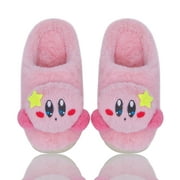 Roffatide Anime Kirby Pink Fuzzy Slippers House Slippers Closed Toe Open Back Foam Slippers with Rubber Sole for Women Girls 7.5-9