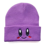 Roffatide Anime Kirby Skull Caps for Women Men Embroidered Skull Hat Beanie Cap Winter Knit Hat Purple