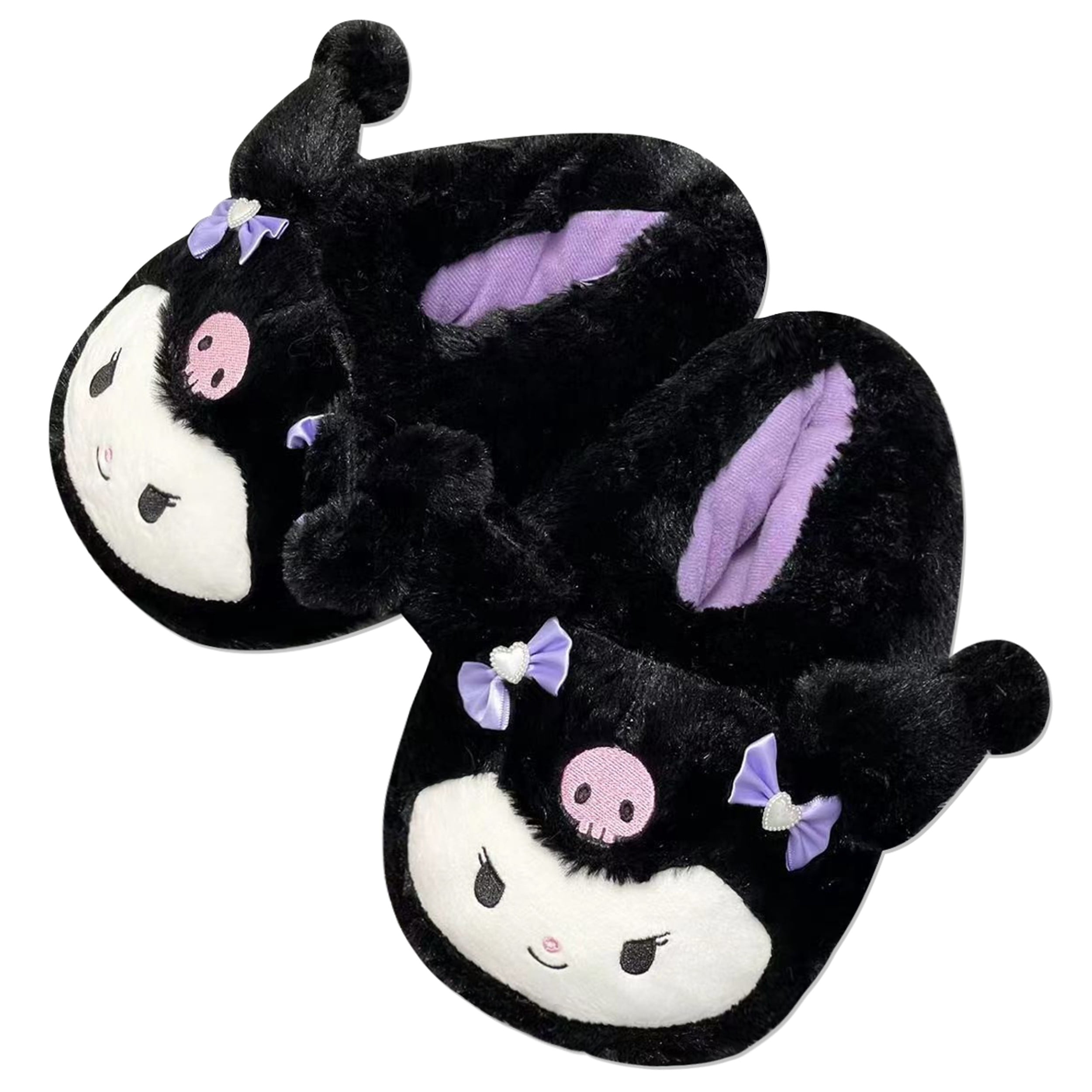 Roffatide Anime Kuromi Fuzzy Slippers House Melody Slippers Closed Toe