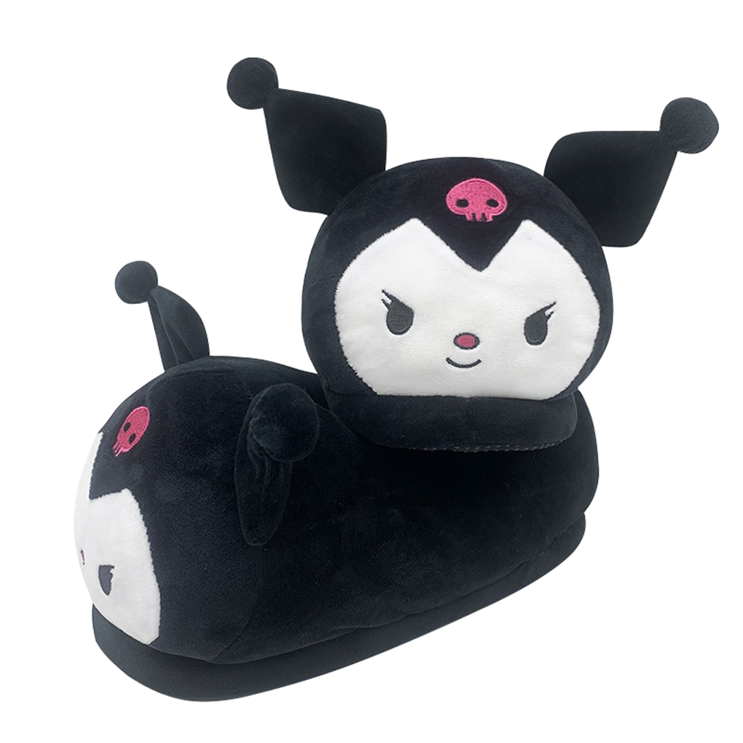 Roffatide Anime One Piece Fuzzy Slippers Closed Toe Open Back Slippers with Rubber Sole Plush Shoes for Women Men