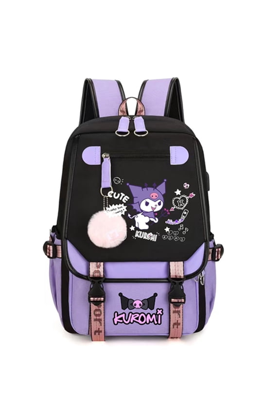 Anime Kuromi Print Casual Laptop Backpack for Women, 1 Piece