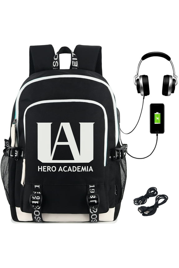 Anime My Hero Academia Backpack with USB Charging & Headphone Port